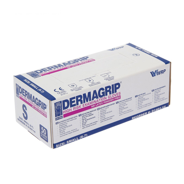Перчатки смотровые нестерильные Dermagrip High Risk (р.S) повышенной прочности  №25 пар