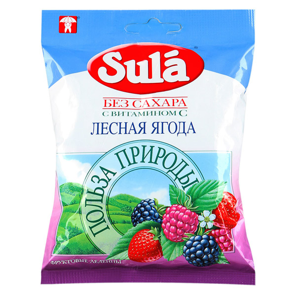 Леденцы Сула без сахара витамином  С лесная ягода 60г