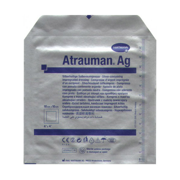 HARTMANN Повязка Atrauman Ag с серебром стерилильная ранозаживляющая мазевая 10*10см №1