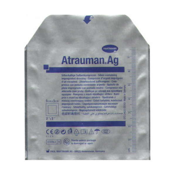HARTMANN Повязка Atrauman Ag с серебром стерилильная ранозаживляющая мазевая 5*5см №1