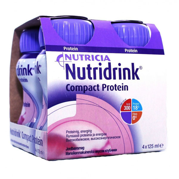 NUTRICIA (НУТРИЦИЯ) Смесь Нутридринк Компакт Протеин (энтеральное питание) клубника 4*125мл