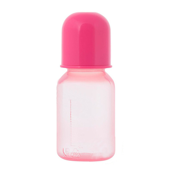 КУРНОСИКИ Бутылочка с силиконовой соской  полипроп. цветн. 125мл 0+ (11129) роз.