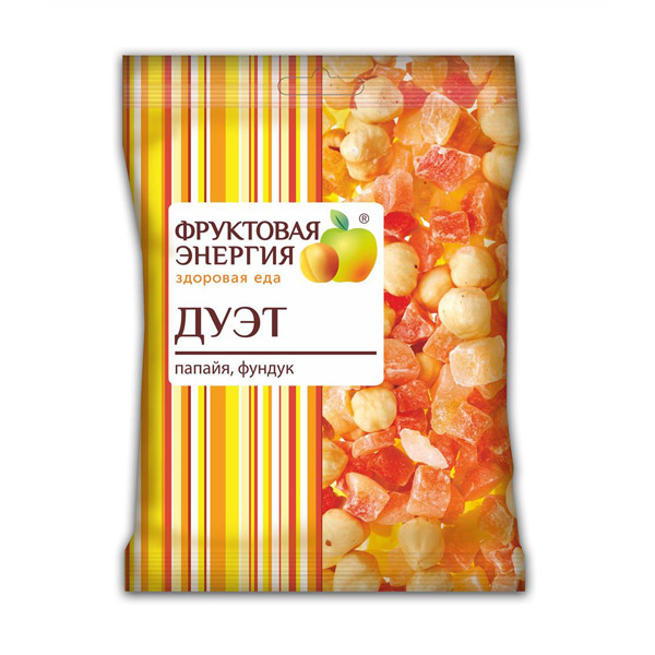 Смесь фруктово-ореховая Фрути Дуэт 45г (бланшированный отборный фундук и цукаты папайи)