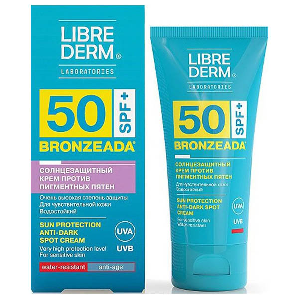 LIBREDERM Bronzeada Крем солнцезащитный против пигментных пятен для лица и тела водостойкий SPF50 50мл