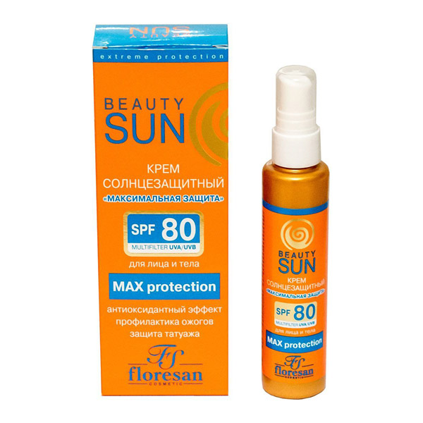 FLORESAN Beauty Sun Крем для лица и тела солнцезащитный максимальная защита SPF80 75мл Ф284