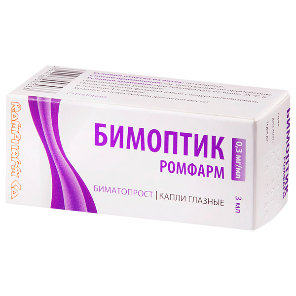 Бимоптик Ромфарм глазные капли 0,3 мг/мл фл. 3мл №1
