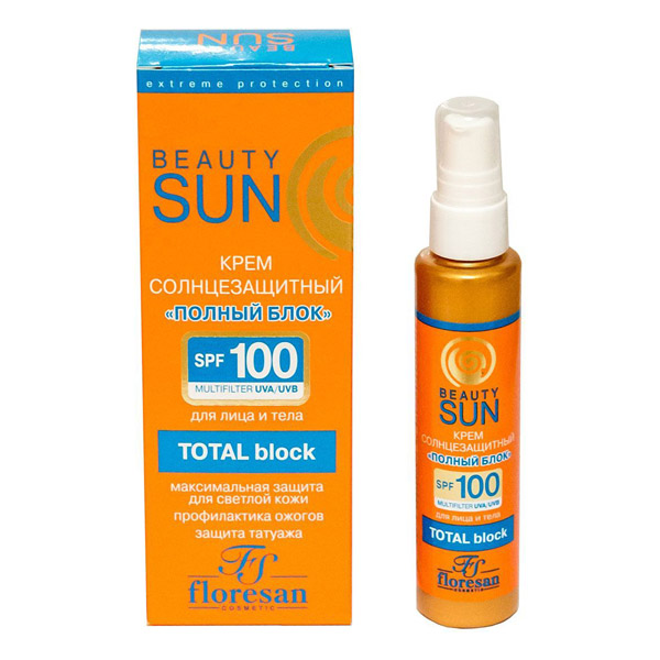FLORESAN (ФЛОРЕСАН) Beauty Sun Солнцезащитный крем «полный блок» SPF100 75мл Ф285