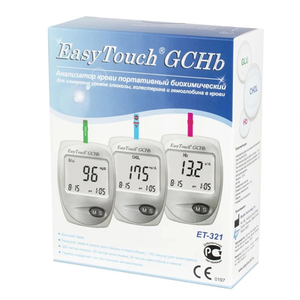 Анализатор крови Easy Touch GCHB портативн. биохим. д/измер. глюкозы холест. гемоглоб. (MG304-3E)