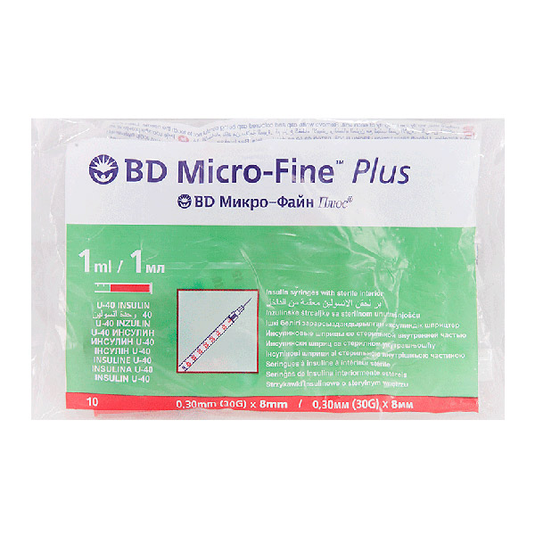 Шприц Micro-fine инсулиновый U-40 3--х комп. 1мл №10