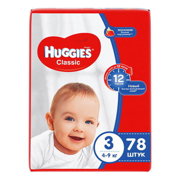 Подгузники Huggies Classic 4-9 кг №78