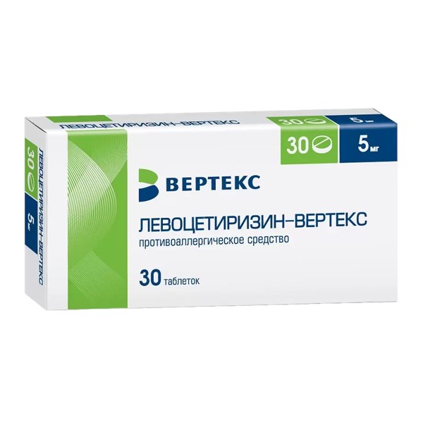 Левоцетиризин Вертекс таб. п/пл/о 5мг №30
