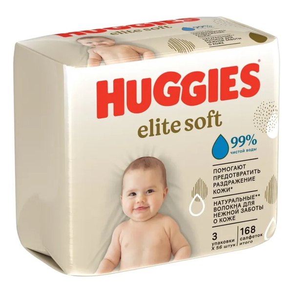 Салфетки влажные Huggies Elite soft №56*3