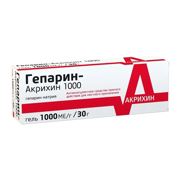 Гепарин Акрихин 1000 гель 1000МЕ/г 30г для наружного применения