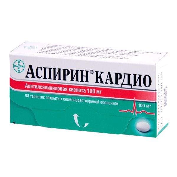 Аспирин кардио таб. п/о кш/раст. 100мг №98