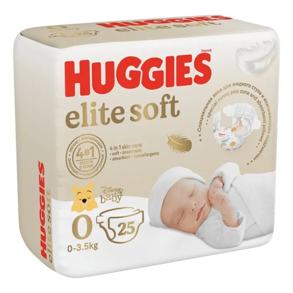 Подгузники Huggies Elite Soft 0-3,5кг №25