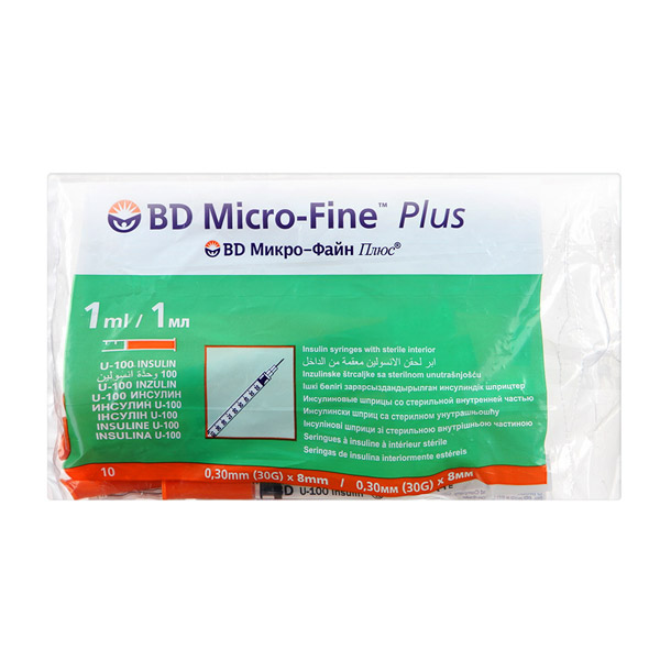 Шприц Micro-fine инсулиновый U-100 3--х комп. 1мл №10