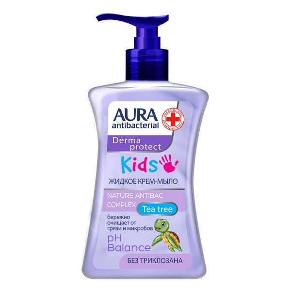 Крем мыло жидкое Аура Antibacterial derma protect детское антибакт. 3+ 250мл