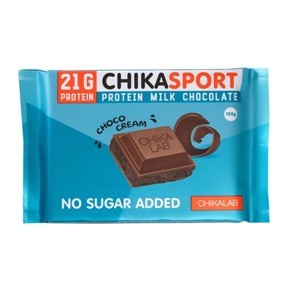 Шоколад Chikalab Chikasport протеиновый молочный с шоколадной начинкой б/сах. 100г