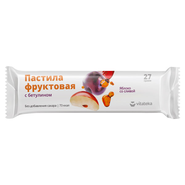 Витатека Пастила фруктовая с бетулином Яблоко со сливой б/сах. 27г