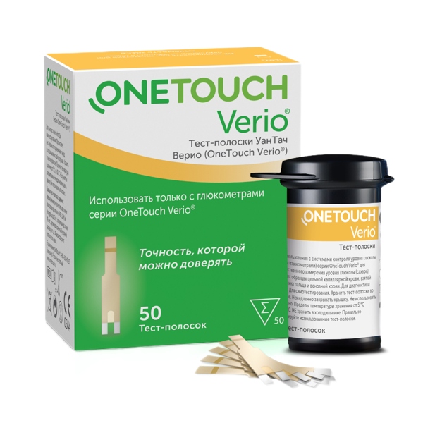 Тест полоски на глюкометр OneTouch Verio №50