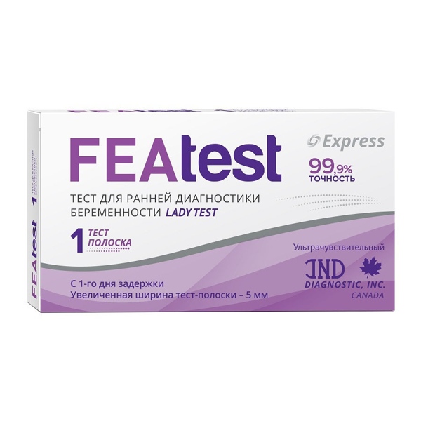 Тест д/опр.беременности ФЕАтест тест полоска Lady test №1 express