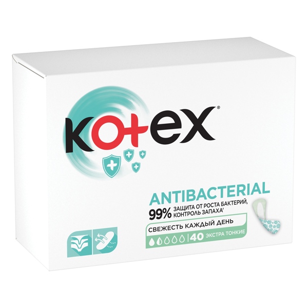 Прокладки Котекс ежеднев Antibacterial экстра тонкие №40