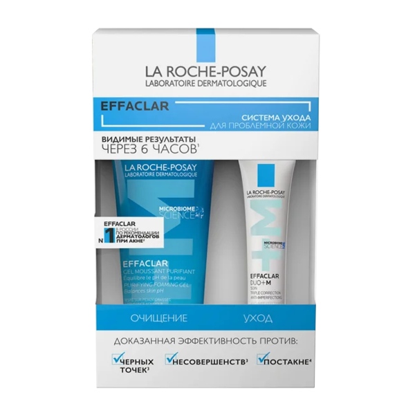 LA ROCHE-POSAY Эфаклар Набор Эфаклар гель очищ. 50мл+Эфаклар ДУО+ М крем гель кор.15мл в подарок