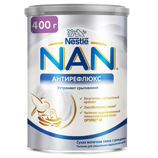 НЕСТЛЕ Молочная смесь Нан антирефлюкс с рождения  400г