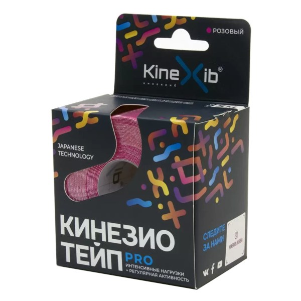Кинезио тейп Kinexib Pro усиленной фиксации 5*500см розовый