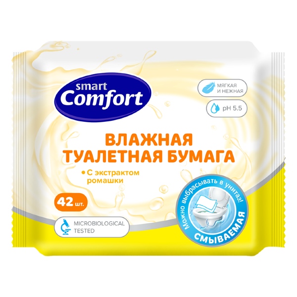 Туалетная бумага влажная Smart comfort с экстр. ромашки №42