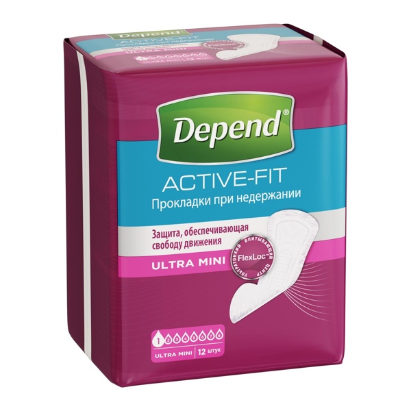 Прокладки DEPEND Active fit д/жен. при недержании ультра мини №12