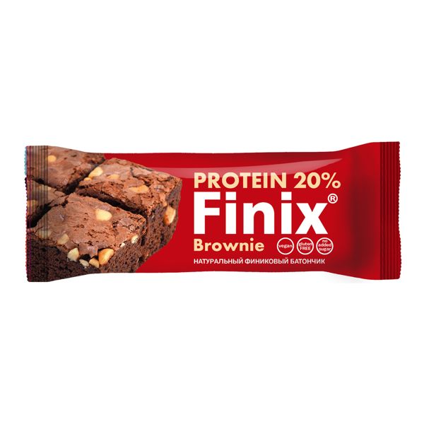 Батончик Finix финиковый Брауни с протеином арахисом и какао б/глютена 30г