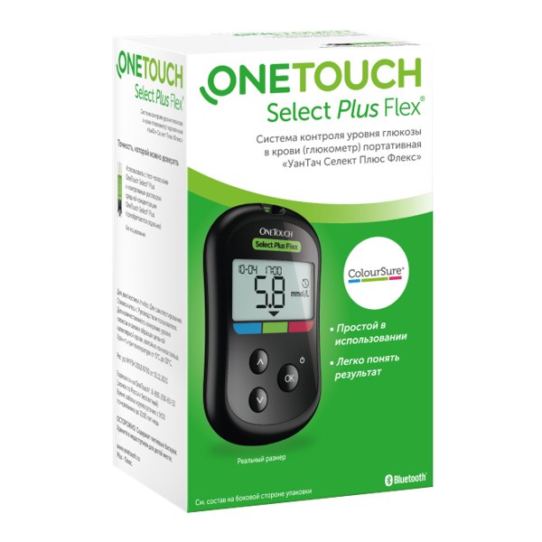 Глюкометр One Touch Select Plus Flex (ручка д/прокалывания+ланцеты №10)