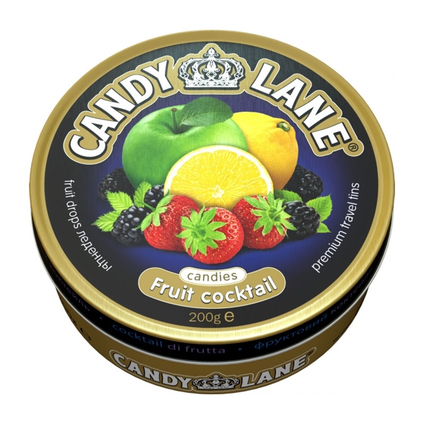 Карамель леденцовая CANDY LANE со вкусом фруктовый коктейль 200г